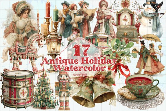 Download Antique Holiday Watercolor Illustration - Premium Resources