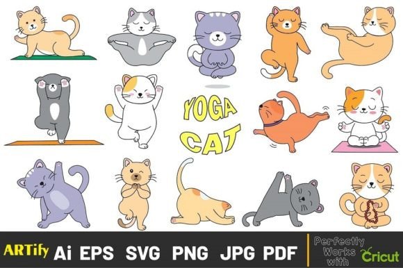 Download Funny Cat Doing Yoga, Yoga Cat Clip Art - Clip art Collection