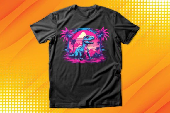 Download Retrowave Dinosaur Art T-shirt - Retrowave Collection