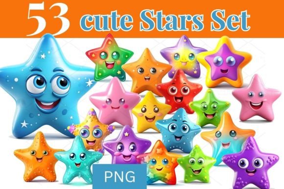 Download 53 Digital Cute Star Clip Art Set 709 - Clip art Collection