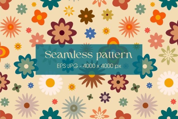 Download Retro Pattern with Flowers in 60s Style - 60s Collection