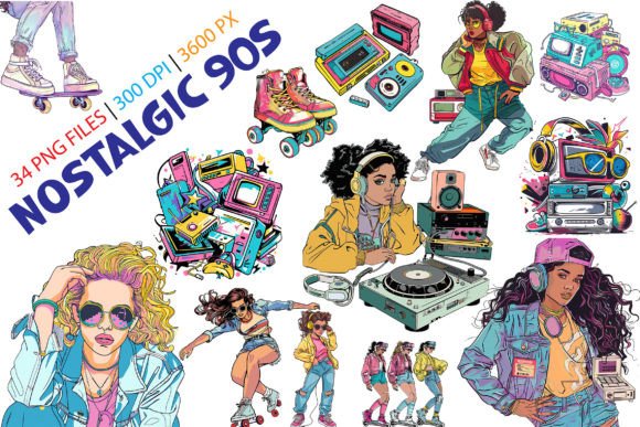 Download 34 Nostalgic 90s Retro Vintage Clip Art - Clip art Collection