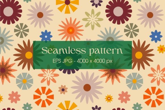 Download Pattern with  Flowers in 60s Style - 60s Collection