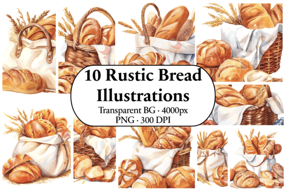 Download Artisan Bread Clip Art Watercolor Set - Clip art Collection