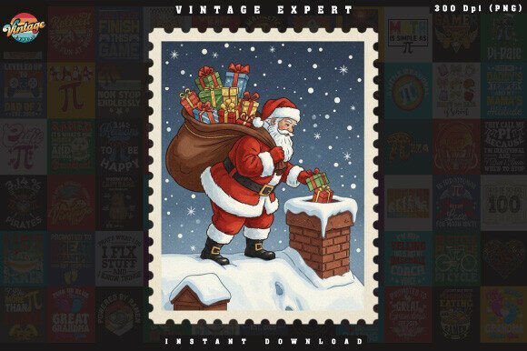 Download Vintage Holiday Stamp Santa Claus PNG - Premium Resources