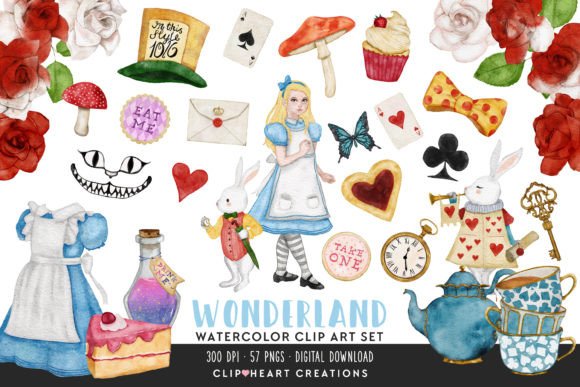 Download Alice in Wonderland Watercolour Clip Art - Clip art Collection