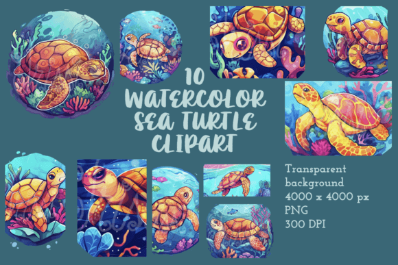 Download Clip Art Turtle Images Watercolor Ocean - Clip art Collection